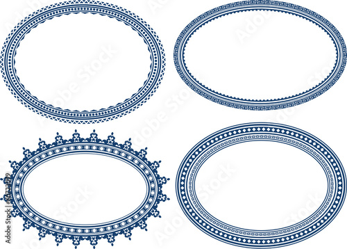 Set of blue oval frames