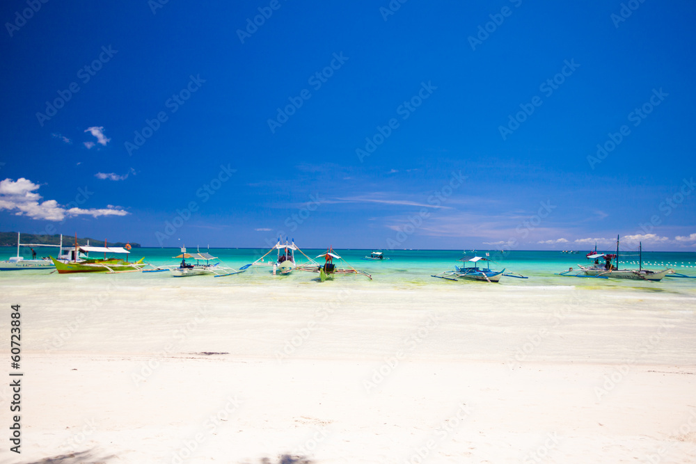 Perfect tropical beach with turquoise water, white sand and
