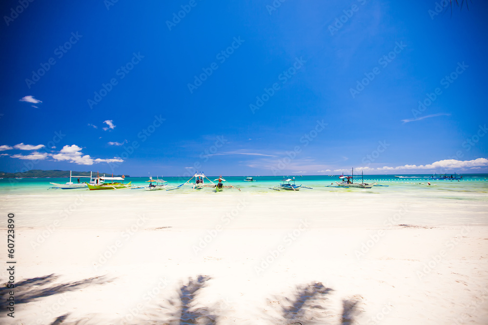 Perfect tropical beach with turquoise water, white sand and