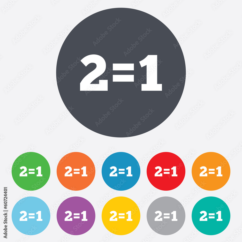 Two for one sign icon. Take two pay for one. Two for one sign icon. Take two pay for one.