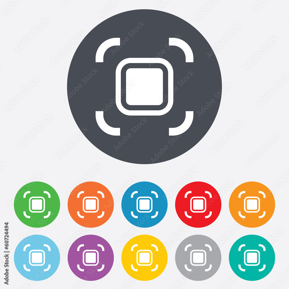 Autofocus zone sign icon. Photo camera settings. Autofocus zone sign icon. Photo camera settings.