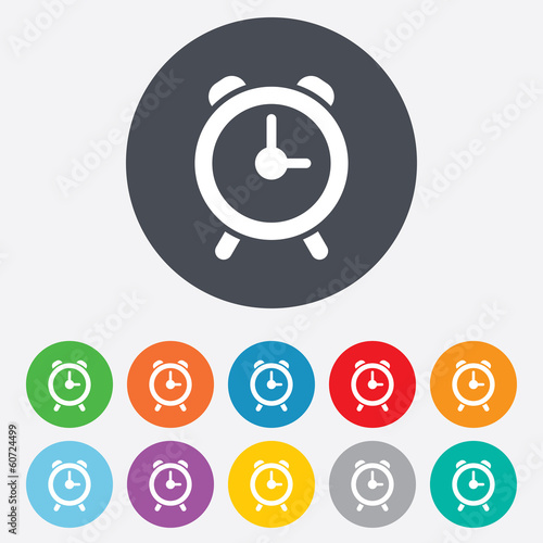 Alarm clock sign icon. Wake up alarm symbol.