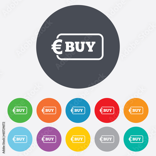 Buy sign icon. Online buying Euro button.