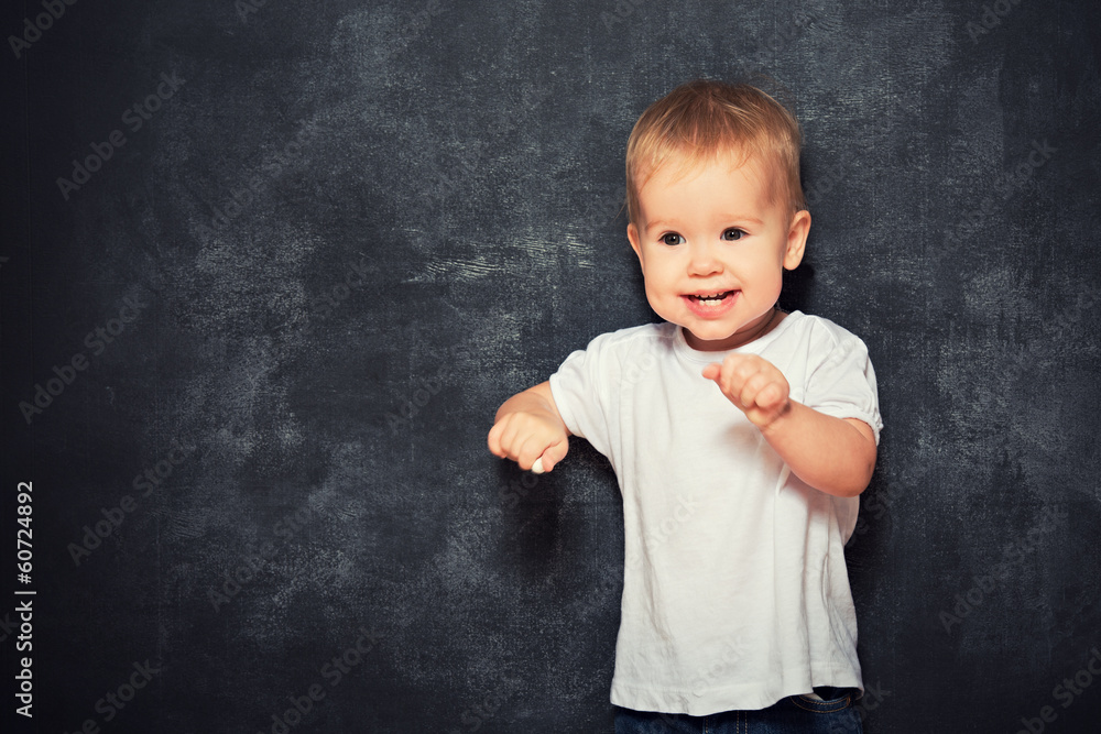 baby child and empty Blackboard baby child and empty Blackboard