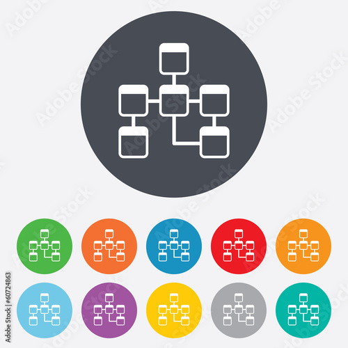 Database sign icon. Relational database schema.