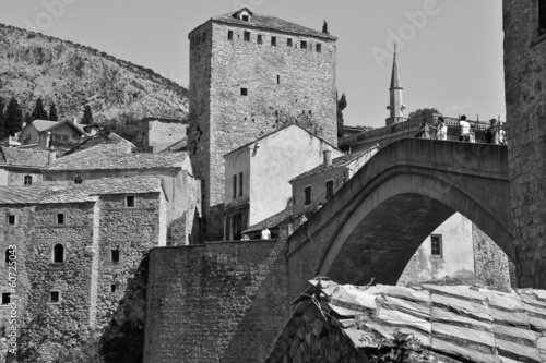 Mostar bridge black & white photo