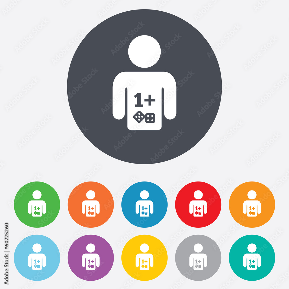 Board games sign icon. One plus players symbol. Board games sign icon. One plus players symbol.