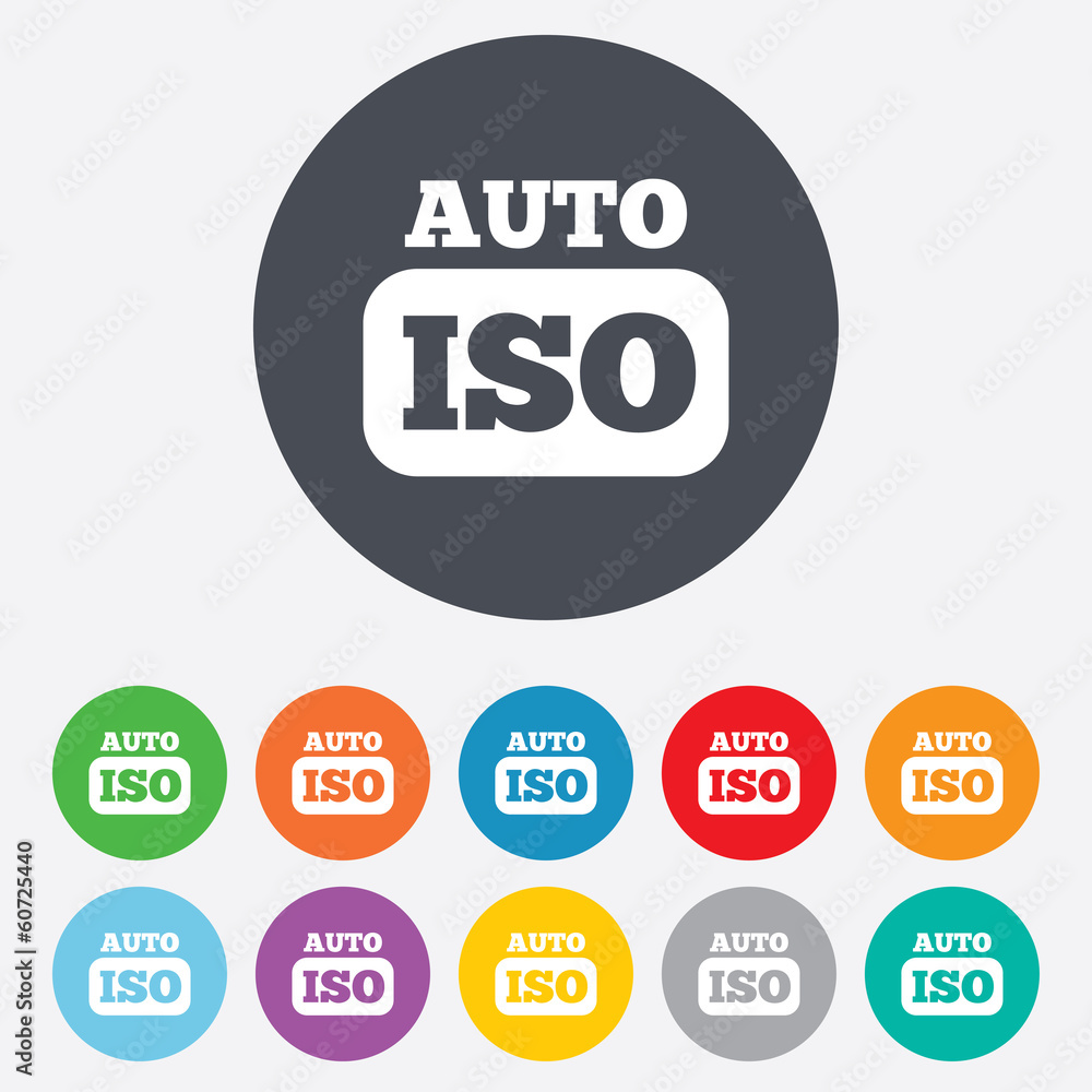 ISO Auto photo camera sign icon. Settings symbol ISO Auto photo camera sign icon. Settings symbol