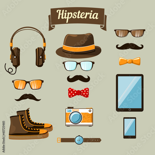 Hipster devices icons set