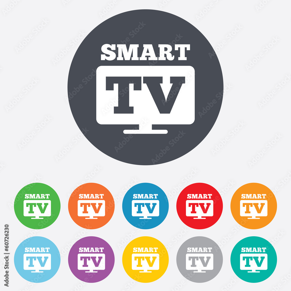 Widescreen Smart TV sign icon. Television set. Widescreen Smart TV sign icon. Television set.