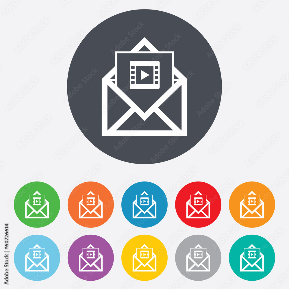 Video mail icon. Video frame symbol. Message. Video mail icon. Video frame symbol. Message.