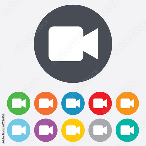 Video camera sign icon. Video content button.