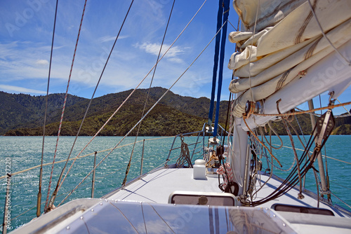 Sailing on the Marlborough Sounds, New Zealand