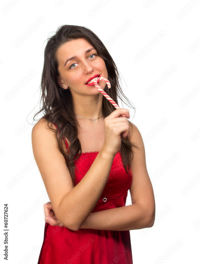 girl lick white-red candy in the form of heart with beautiful ma girl lick white-red candy in the form of heart with beautiful ma