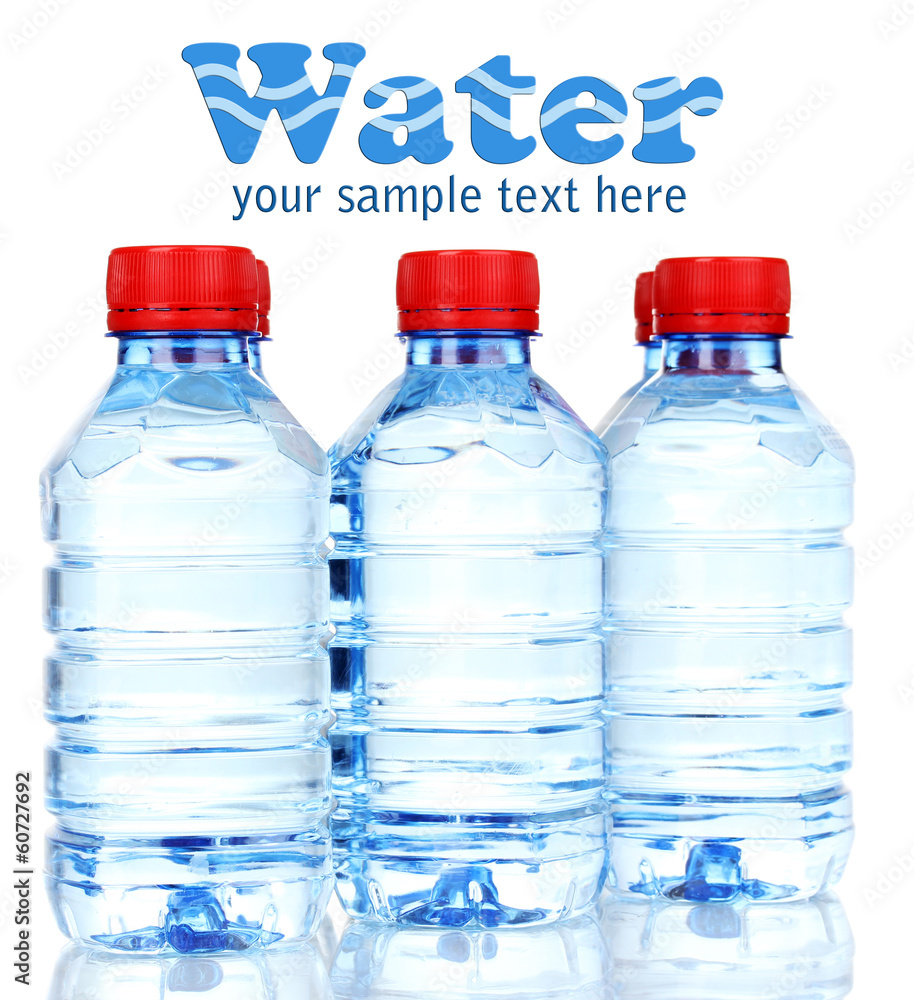 Plastic bottles of water isolated on white Plastic bottles of water isolated on white