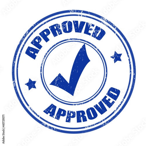Approved grunge rubber stamp on white