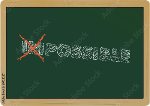 concept "nothing is  impossible", handwritten sliogan, chalkboar