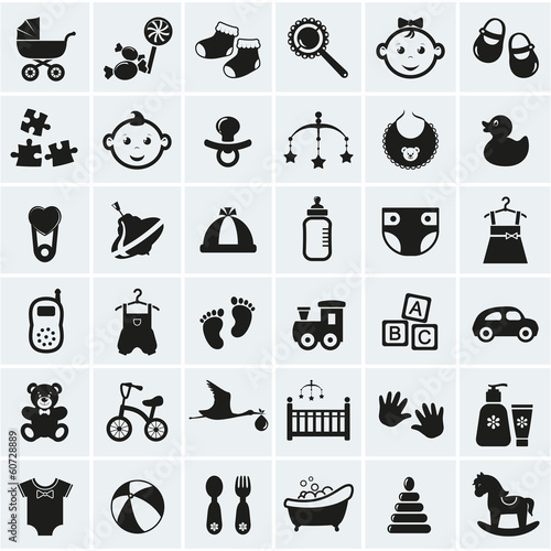 Baby icons set. Vector illustration.