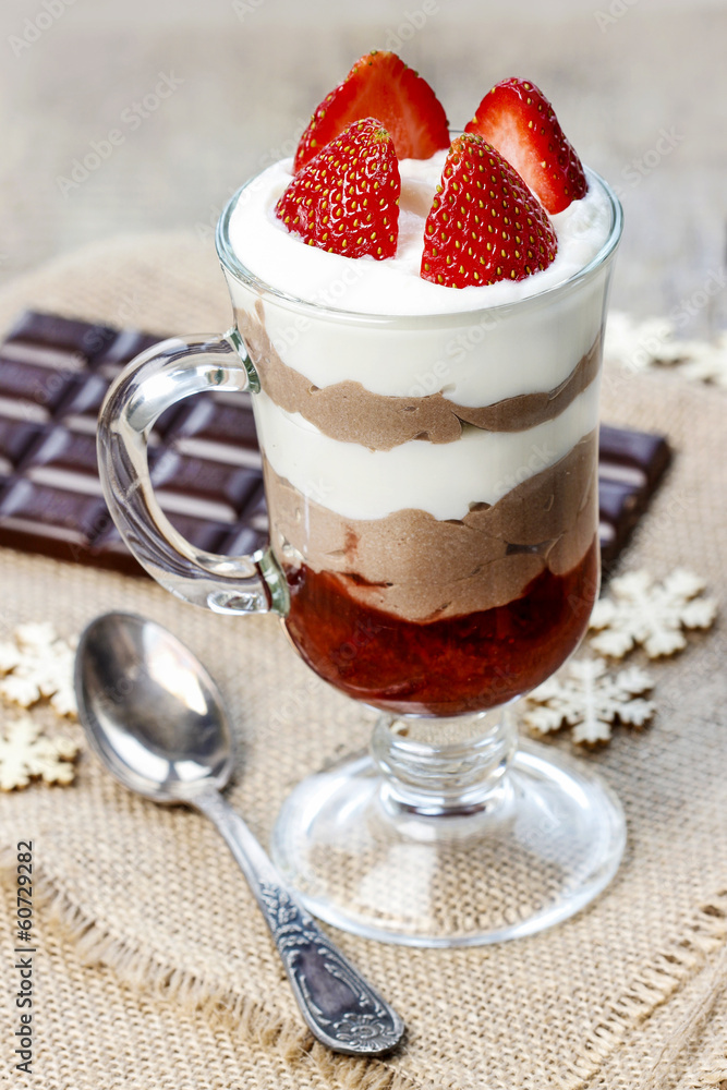 Layer dessert in glass goblet Layer dessert in glass goblet