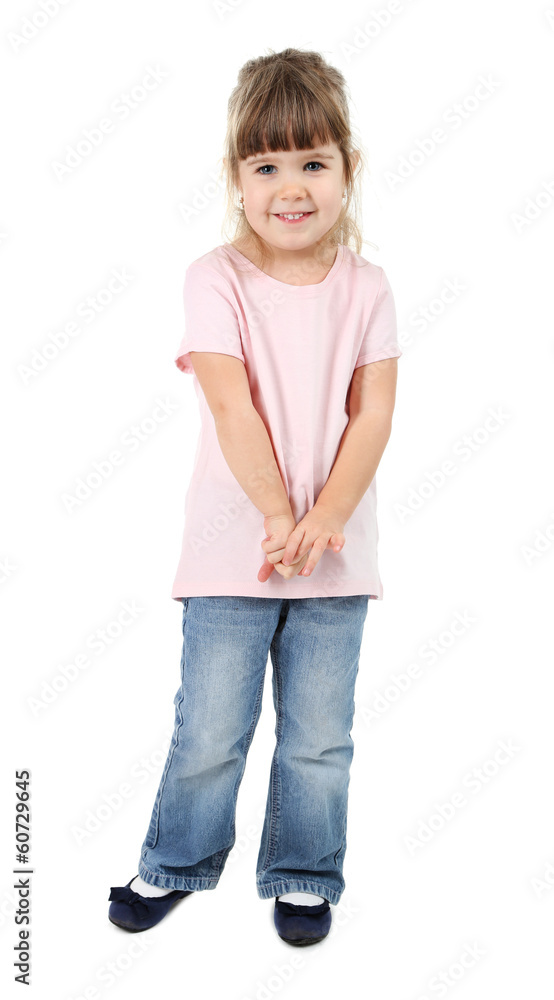 Fototapeta premium Pretty little girl isolated on white