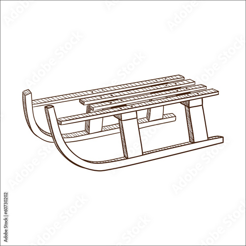 Sled, sledge isolated on white
