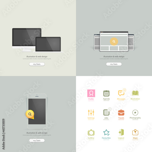 Flat Infographics design UI Elements with icons for templates