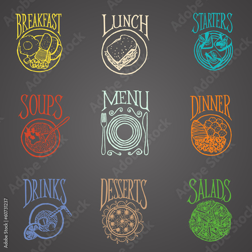 MENU ICON - Latino style Meals icon on blackboard