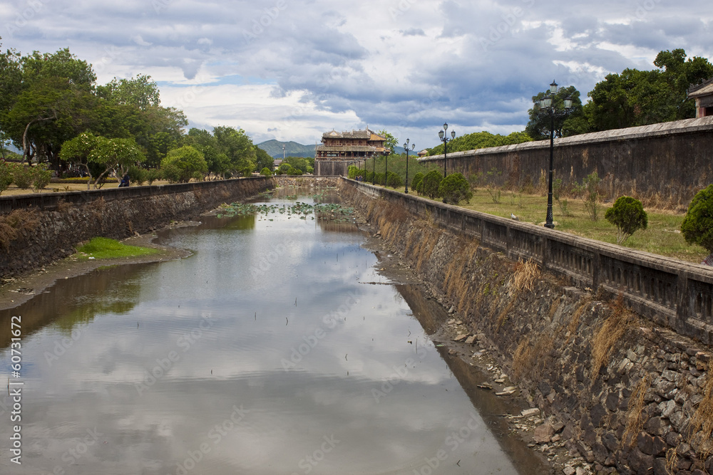 Fototapeta premium Moat at a Citadel in Hue, Vietnam. 