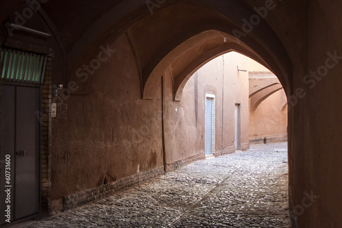Typical narrow alley in Yazd, Iran