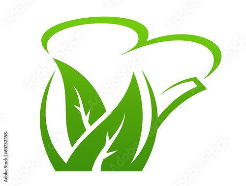 Fresh green herbal teapot