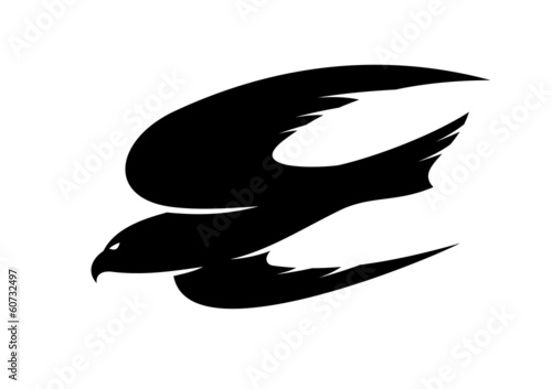 Abstract black illustration of an hawk flying