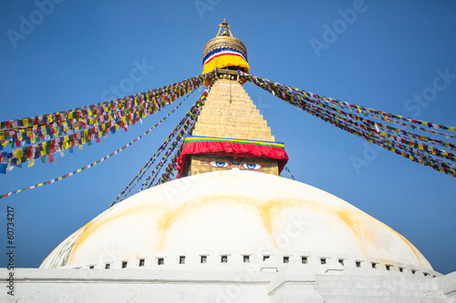 Bodhnath Stupa in Kathmandu with Buddha Eyes.
