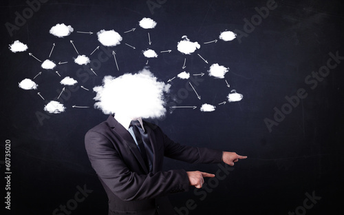 Fototapeta Naklejka Na Ścianę i Meble -  Business man with cloud network head