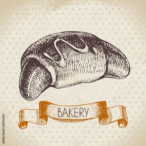 Bakery sketch background. Vintage hand drawn illustration
