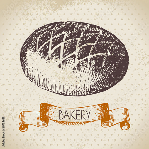 Bakery sketch background. Vintage hand drawn illustration.