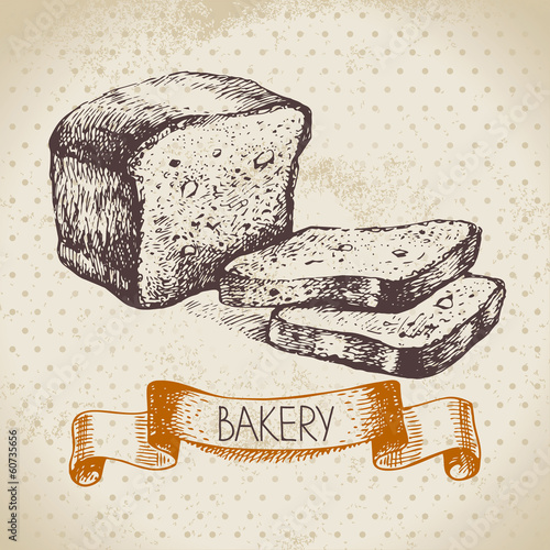 Bakery sketch background. Vintage hand drawn illustration