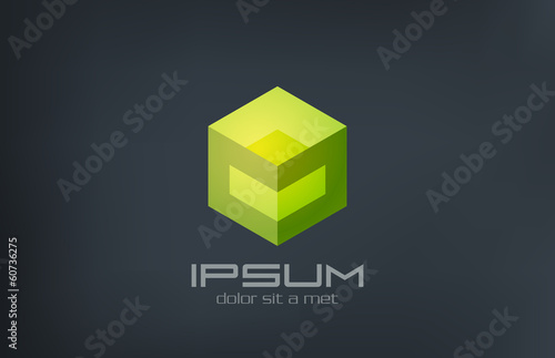 Logo Cube sci-fi abstract design. Gaming concept icon