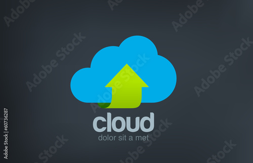 Logo Cloud computing. Data upload download icon