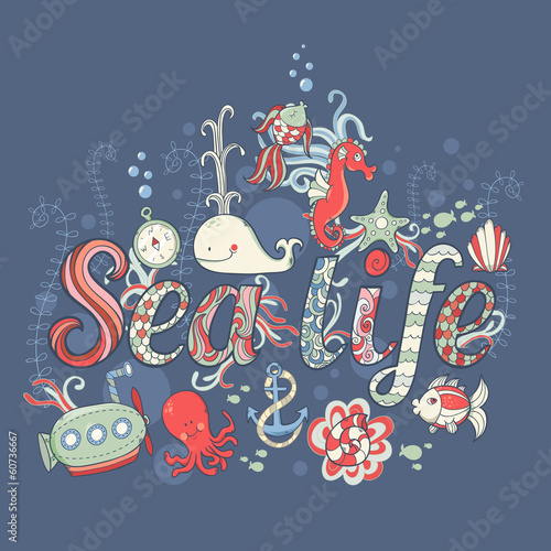 Cute fantasy summer sea card