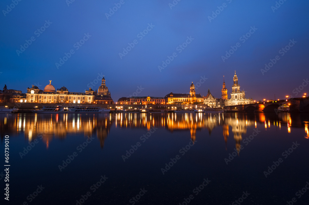 Dresden reflection in Elbe river, Germany