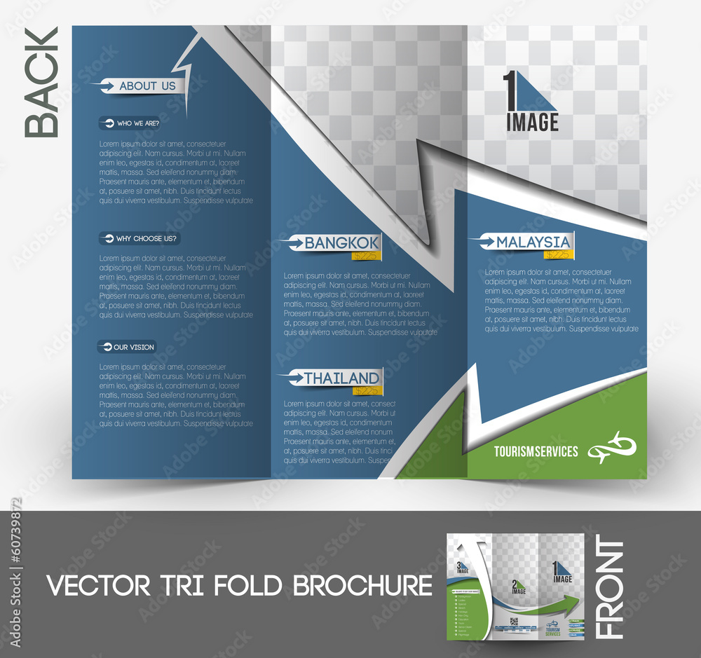Obraz premium Travel Tri-Fold Mock up & Front Brochure Design.