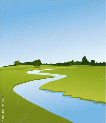 Rural landscape with river