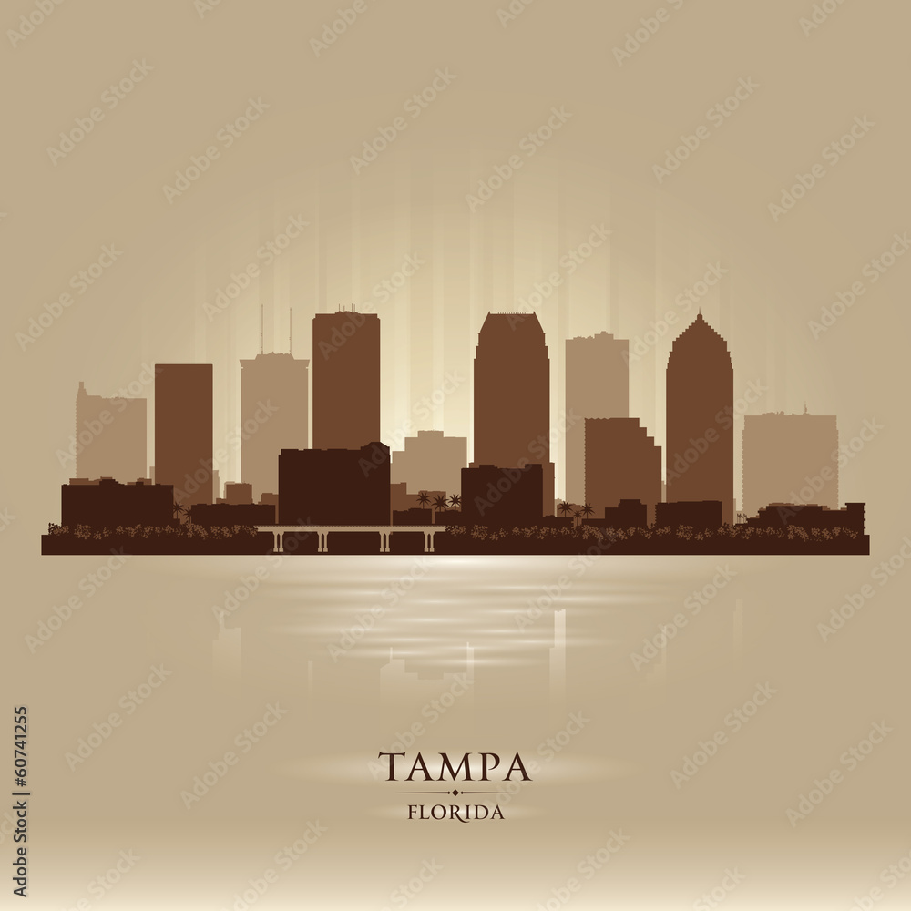 Naklejka premium Tampa Florida city skyline vector silhouette
