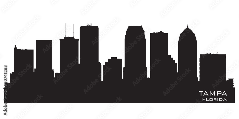 Tampa Florida city skyline vector silhouette