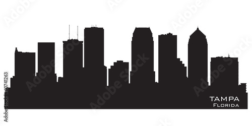 Tampa Florida city skyline vector silhouette