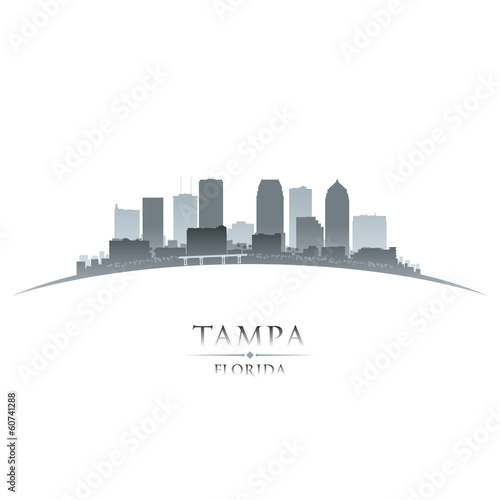 Tampa Florida city silhouette white background