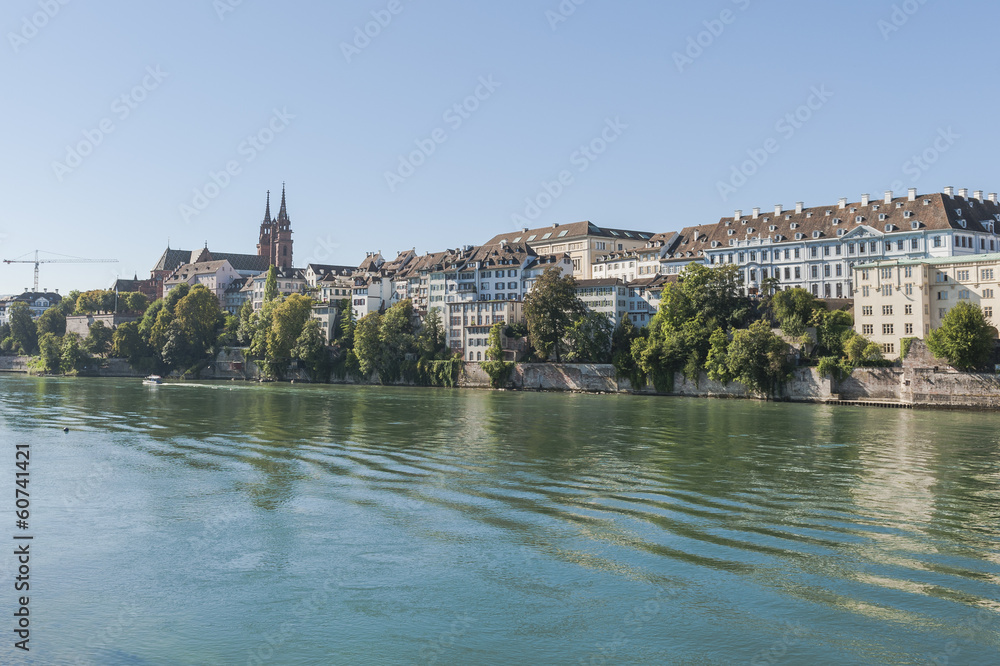 Obraz premium Basel, Altstadt, Sommer, Rhein, Münster, Schweiz