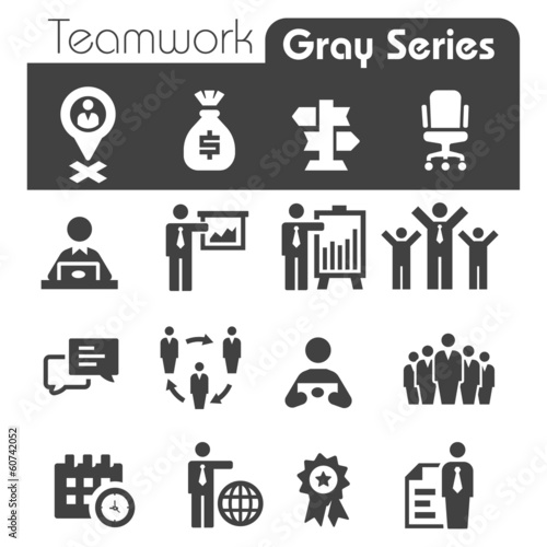 Teamwork Icons Gray Series