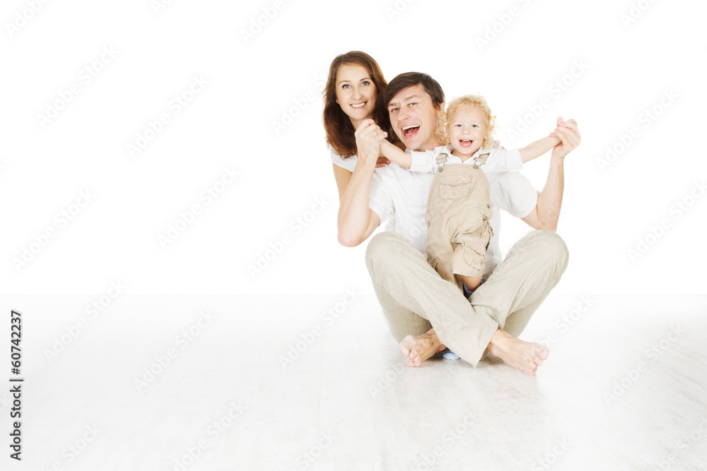 happy family, smiling father mother and laughting baby happy family, smiling father mother and laughting baby