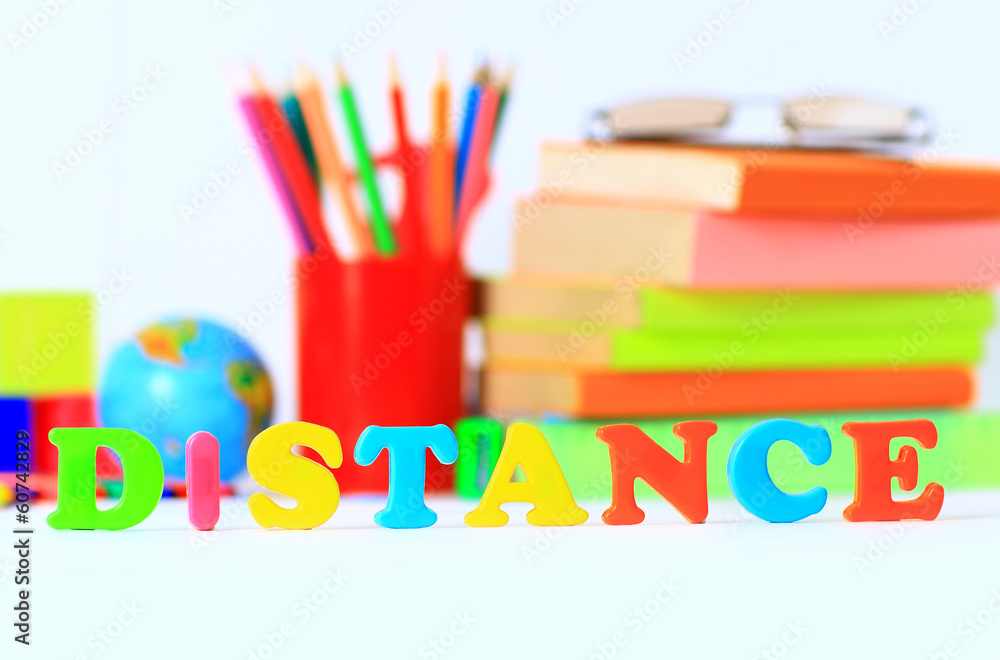 Fototapeta premium School supplies. The main word.